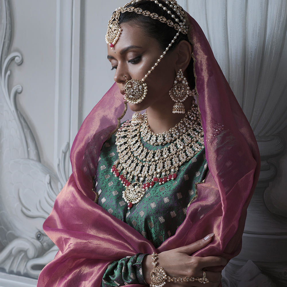 Golden Brass Jodha Akbar Bridal Jewellery Set